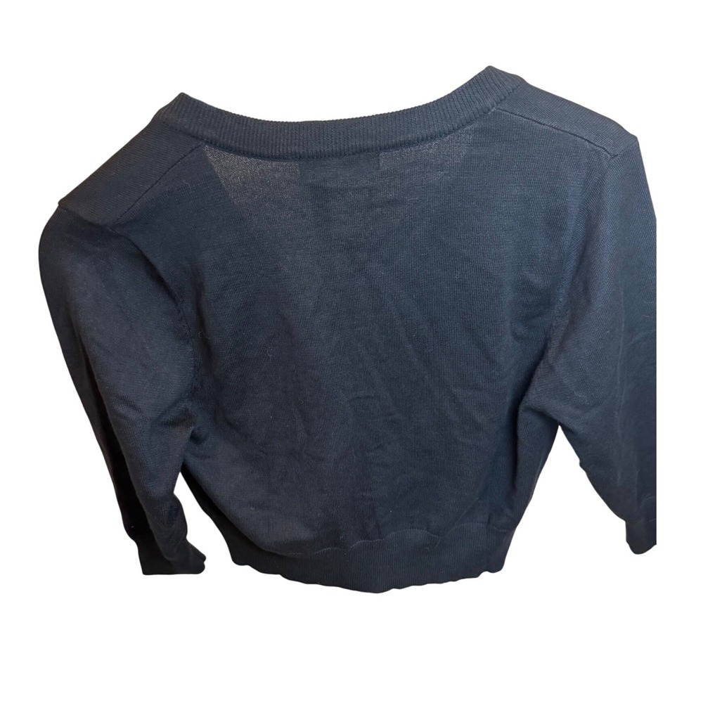 ExChic Black Cropped Cardigan Sweater Small V Neck Knit Top Button Up